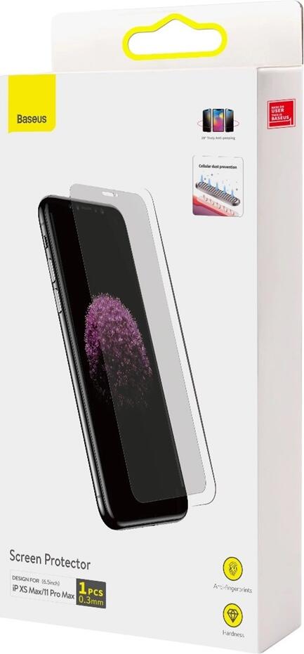 Protectie Ecran Sticla Temperata Baseus pentru Apple iPhone 11 Pro Max, Duritate 9H, 0.3mm Acoperire Completa, Anti-Amprente si Rezistenta la Zgarieturi