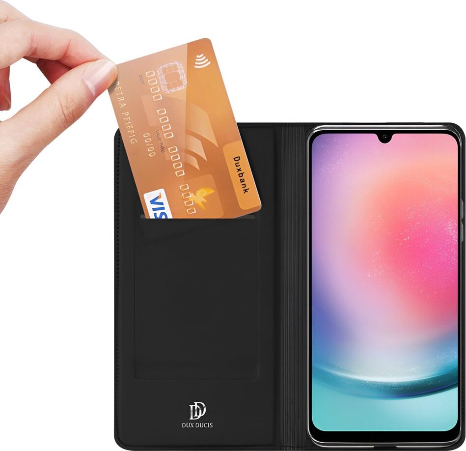 Dux Ducis SkinPro Wallet Case for Samsung Galaxy A25 5G, Black, PU Leather Flip Cover with Card Slot, Magnetic Closure and Stand Function, Shockproof