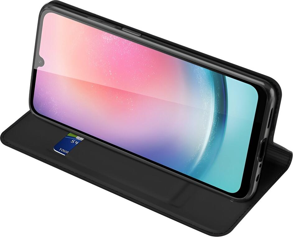 Dux Ducis SkinPro Wallet Case for Samsung Galaxy A25 5G, Black, PU Leather Flip Cover with Card Slot, Magnetic Closure and Stand Function, Shockproof