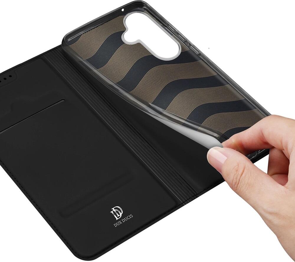 DUX DUCIS SkinPro Wallet Flip Case for Samsung Galaxy S23 FE, Black, Eco-Leather Full Body Protection with TPU Shell, Card Slots and Integrated Stand