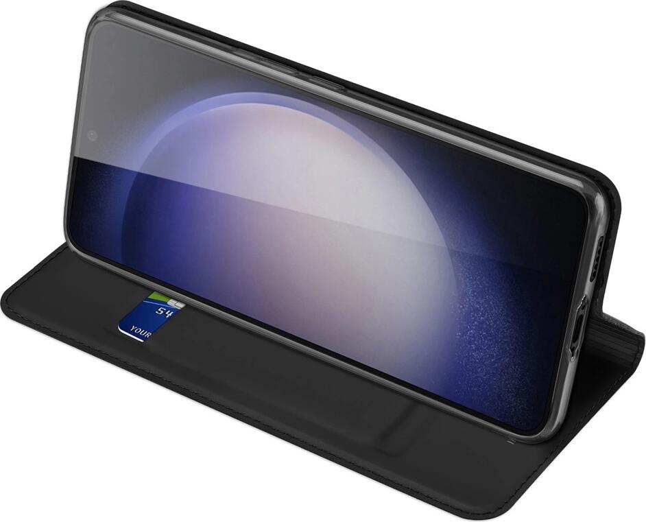 DUX DUCIS SkinPro Wallet Flip Case for Samsung Galaxy S23 FE, Black, Eco-Leather Full Body Protection with TPU Shell, Card Slots and Integrated Stand