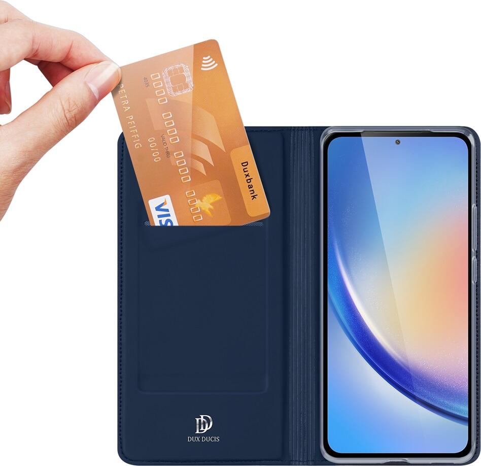 DUX DUCIS SkinPro Wallet Case for Samsung Galaxy A35 5G, PU Leather Flip Cover with TPU Inner Shell, Magnetic Closure, Card Slot, Shockproof Blue