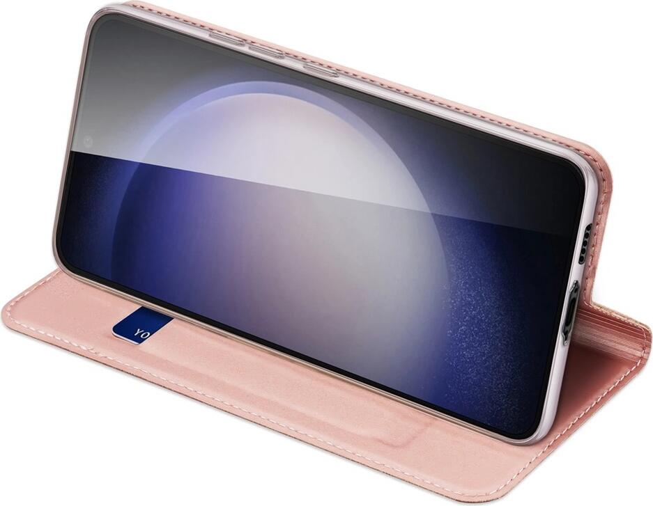 DUX DUCIS SkinPro Wallet Flip Case for Samsung Galaxy S23 FE, Pink, Eco-Leather Full Body Protection with TPU Shell, Card Slots and Integrated Stand