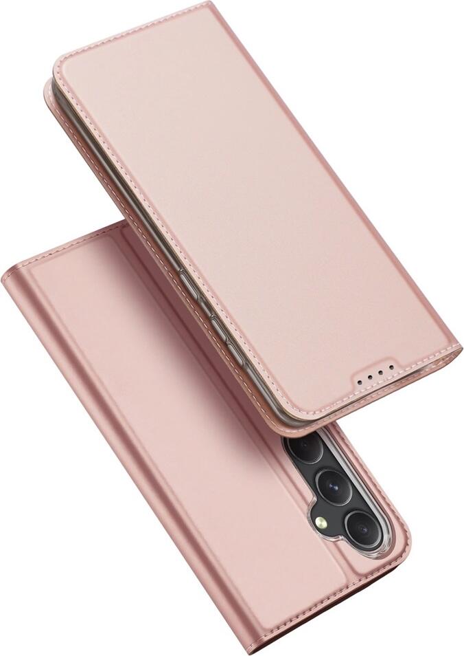 DUX DUCIS SkinPro Wallet Flip Case for Samsung Galaxy S23 FE, Pink, Eco-Leather Full Body Protection with TPU Shell, Card Slots and Integrated Stand