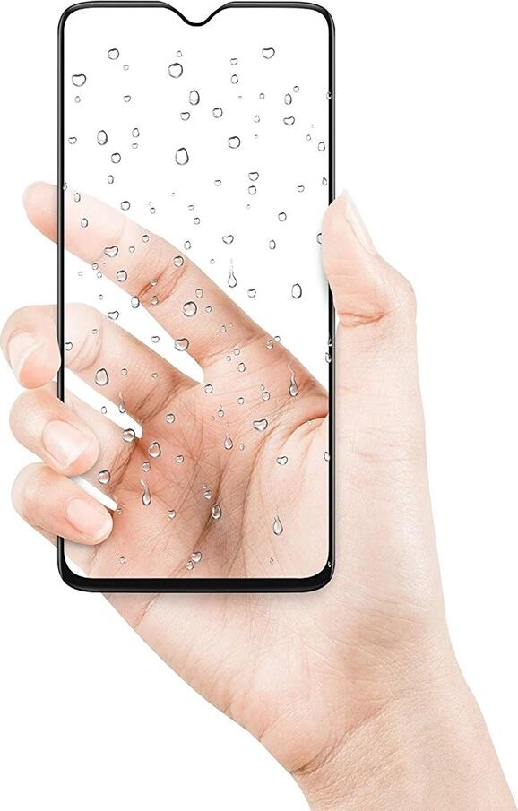 DMLink Helmet Diamond Glass 4D Tempered Glass Screen Protector for OnePlus 7, 0.3mm Shockproof Scratch and Dust Resistant Full Coverage, Black