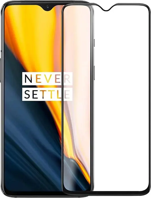 DMLink Helmet Diamond Glass 4D Tempered Glass Screen Protector for OnePlus 7, 0.3mm Shockproof Scratch and Dust Resistant Full Coverage, Black