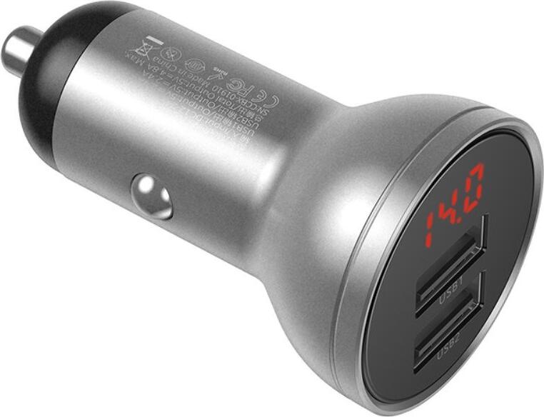 Baseus Car Charger 2xUSB Fast Charge 24W, Grey