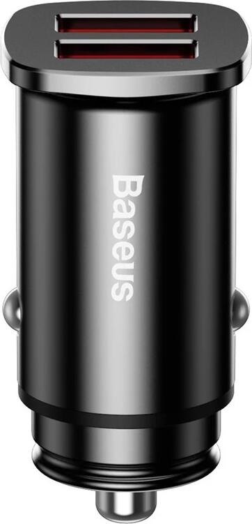 Baseus Car Charger 2xUSB Square Metal QC3.0 30W, Black