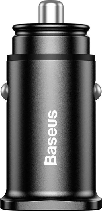 Baseus Square Metal A+A 30W Dual QC3.0 Quick Car Charger CCALL-DS01, Aluminum Alloy Fast Charging Adapter with LED Indicator and Overvoltage Protection