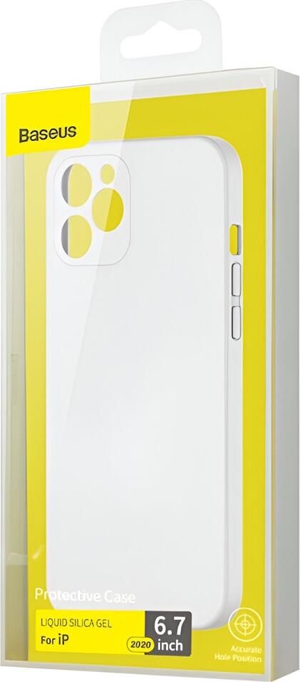 Husa Protectie Baseus din Gel de Siliciu Lichid pentru iPhone 12 Pro, Alb, Rezistenta la Socuri cu Protectie Camera, WIAPIPH61P-YT01