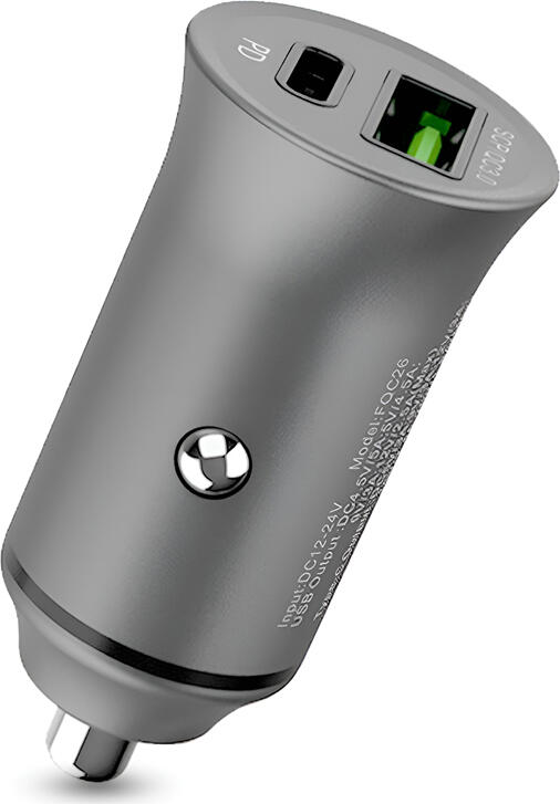 Helmet Car Charger Power USB/Type-C QC4.0 30W, Grey