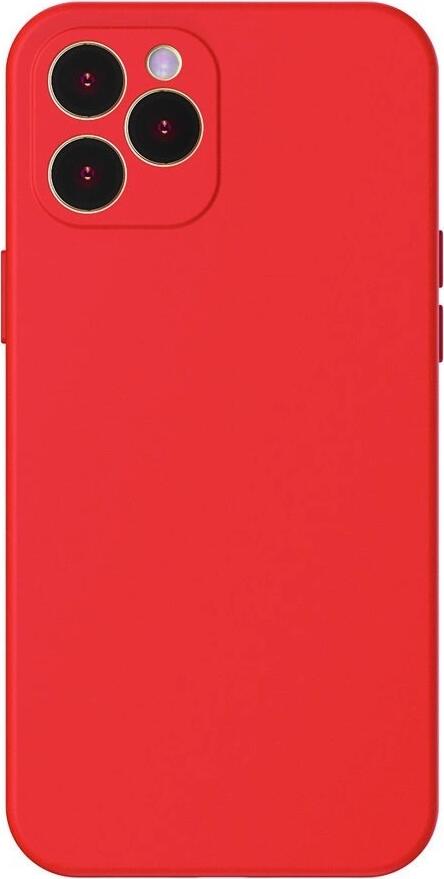 Baseus Liquid Silica Gel Protective Case for iPhone 12 Pro, Red, Shockproof Soft-Touch Cover with Camera Protection, WIAPIPH61P-YT01