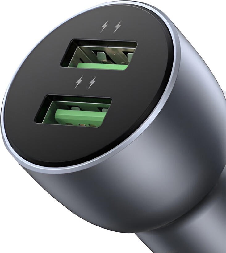 Incarcator Auto UGREEN 36W Dual USB-A din Aluminiu Adaptor Incarcare Rapida Quick Charge 3.0 pentru Apple Samsung Huawei Xiaomi Gri