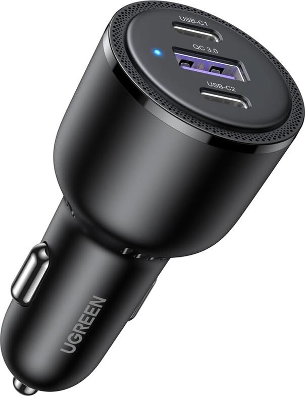 UGREEN Car Charger 2*Type-C + 1*USB-A Aluminum 3A 69W, Grey