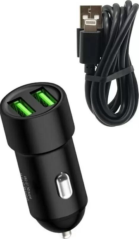 Charome Car Charger with Cable USB to Lightning C6, Black