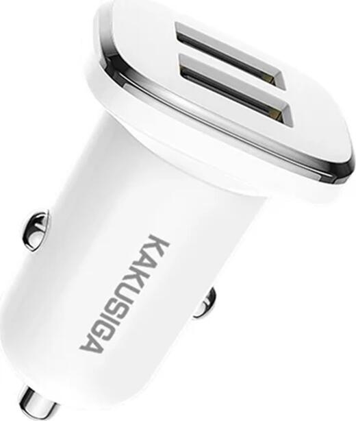 Încărcător Auto Kakusiga KSC-565 Dual USB, Adaptor Încărcare Rapidă 12W 2.4A, Intrare 15/24V, Protecție Supratensiune și Scurtcircuit, Universal Alb