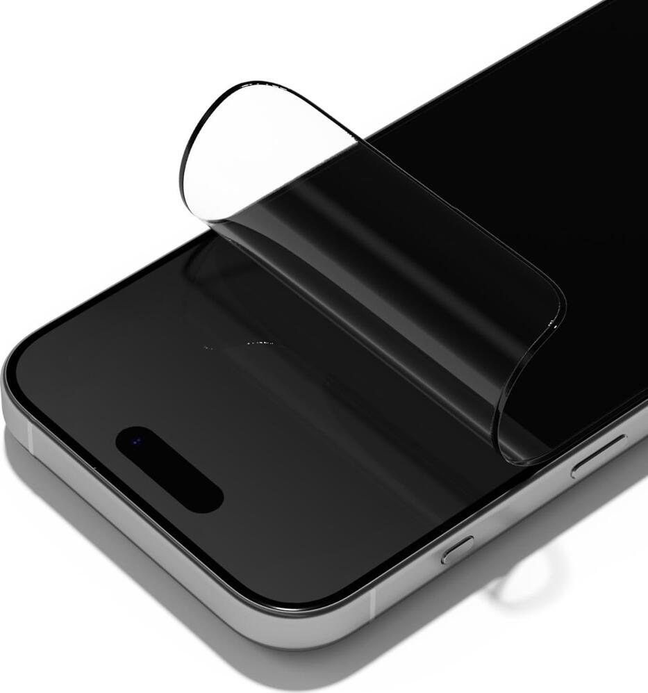 RhinoShield 3D Impact Screen Protector for iPhone 15 Pro Max, ShockSpread Material, Anti-Blue Light TÜV Certified, Clear, with Alignment Frame
