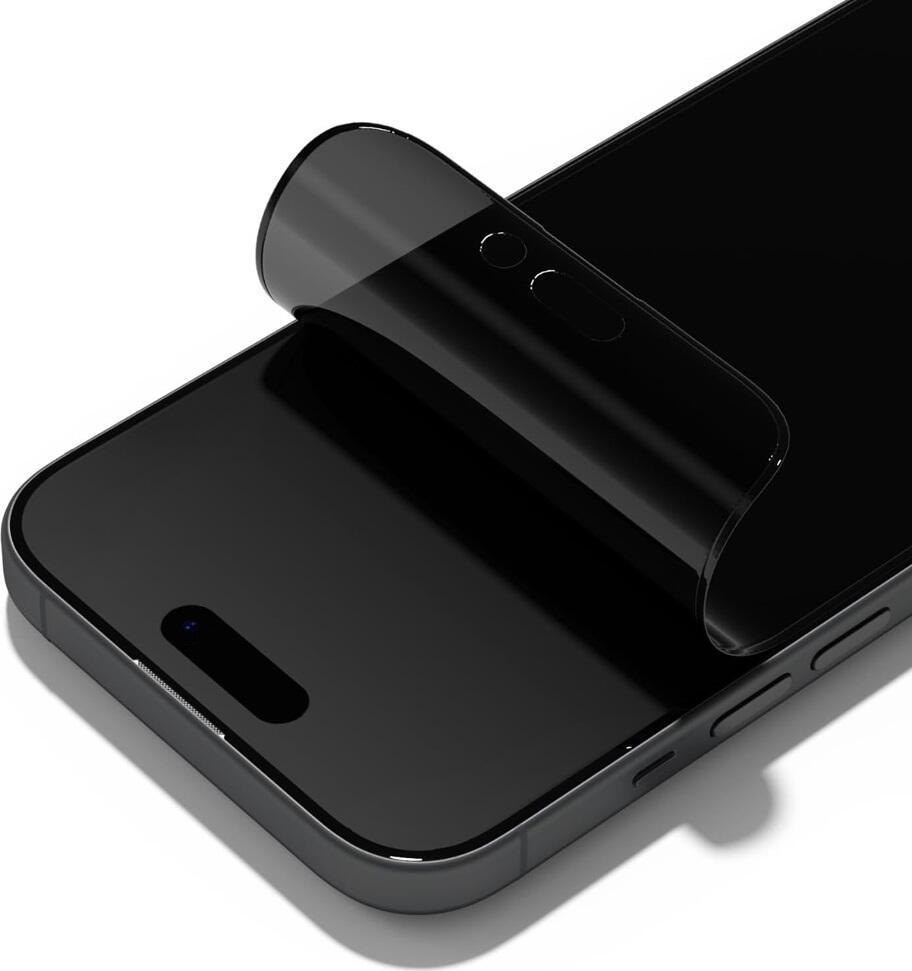 Защитное стекло RhinoShield 3D Impact Privacy для iPhone 15, защита ShockSpread, фильтрация синего света TÜV, толщина 0.42 мм, изогнутые края