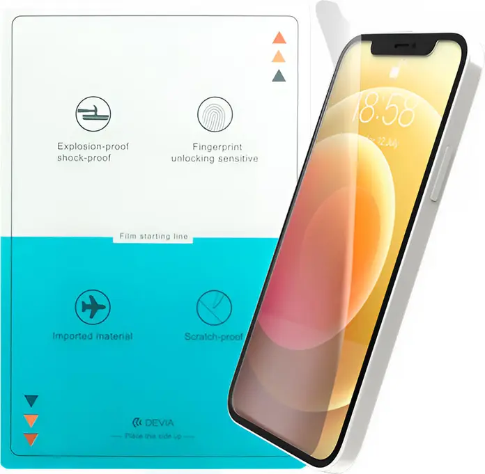 Protectie Ecran Devia Intelligent TPU Soft Anti-Glare, Pelicula Frontala Mata Anti-Zgarieturi si Shock-Proof, Sensibila la Amprenta, 1 bucata, 12x18 cm, 0.15 mm