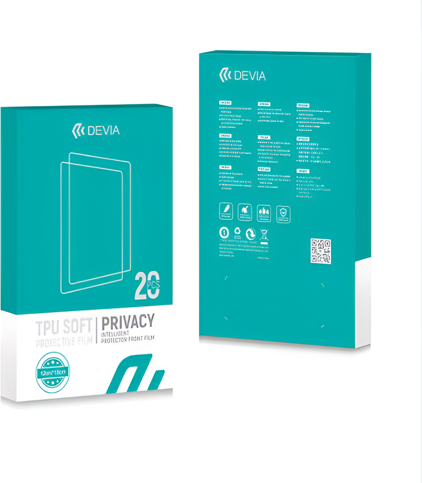 Devia Intelligent TPU Soft Privacy Protector Front Film, 0.18mm Shock-proof Scratch-resistant Screen Guard, 30 Degree Privacy Angle, 12cm x 18cm, 20 pieces