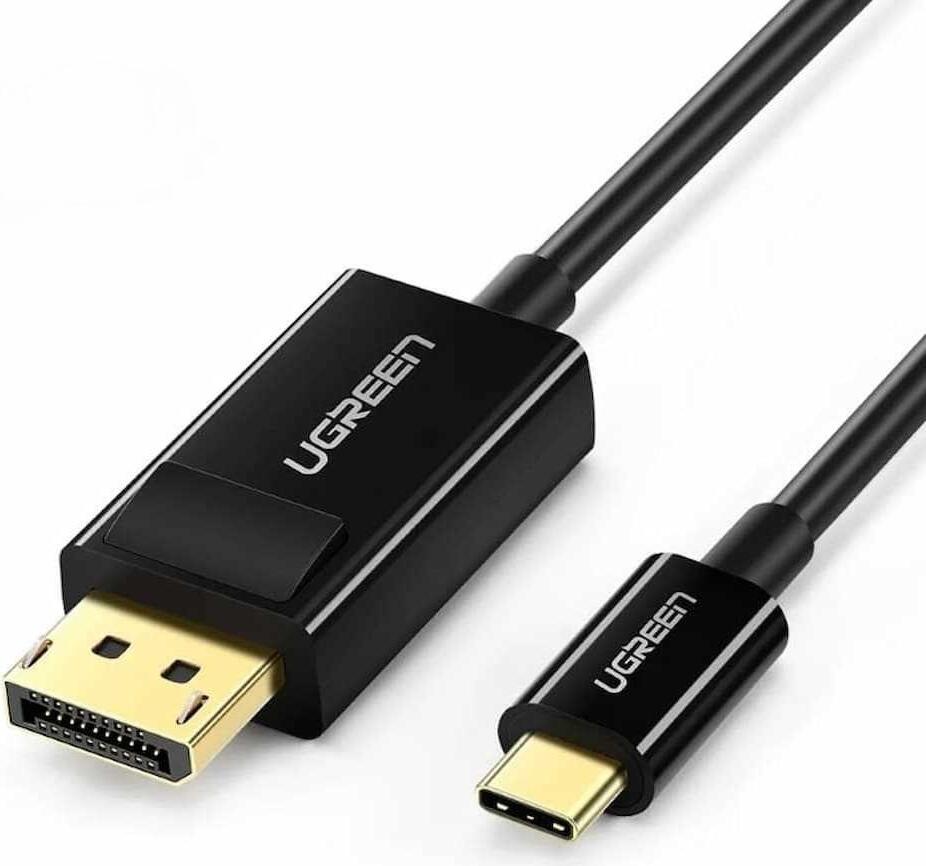 Кабель UGREEN MM139 USB Type-C — DisplayPort, адаптер для видео 4K UHD 3840x2160@30Hz, совместим с Thunderbolt 3, износостойкий корпус ПВХ, черный, 1.5м