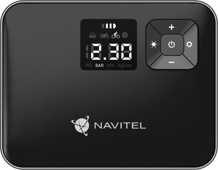 Navitel Air 15 AL Cordless Portable Air Compressor, 120 PSI Max Pressure, 2000 mAh Battery, Digital LCD Display, Auto Shut-off, LED Flashlight, USB-C