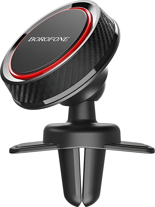 Borofone BH12 Journey Magnetic Car Phone Holder, 360 Degree Rotation Air Vent Mount, Carbon Fiber Pattern PC ABS Silicone, Universal Black