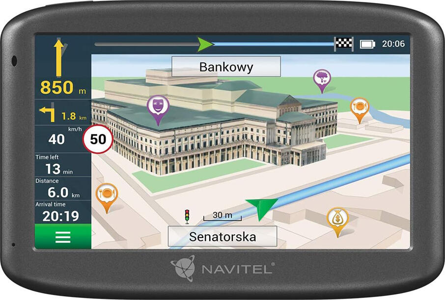 Navitel E505 Magnetic GPS Navigator, 5-inch TFT Touch Screen, 8GB ROM, 128MB RAM, Linux OS, 3D Maps for 47 Countries, Magnetic Windshield Mount
