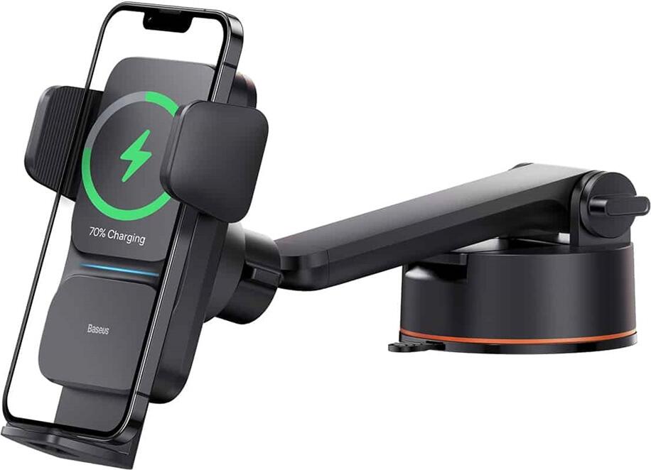 Baseus Wisdom Auto Alignment Car Mount Wireless Charger 15W QI Certified Fast Charging Holder with Suction Base and Automatic Clamping CGZX000101