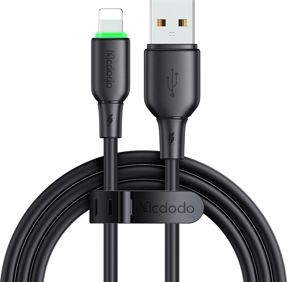 Mcdodo Cable Alpha Series USB-A to Lightning with LED 2A 1.2m, Black