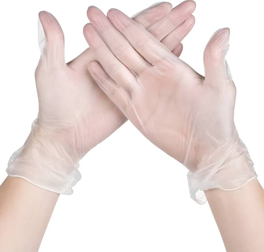Helmet Protective PVC Gloves M. 100pcs/box.