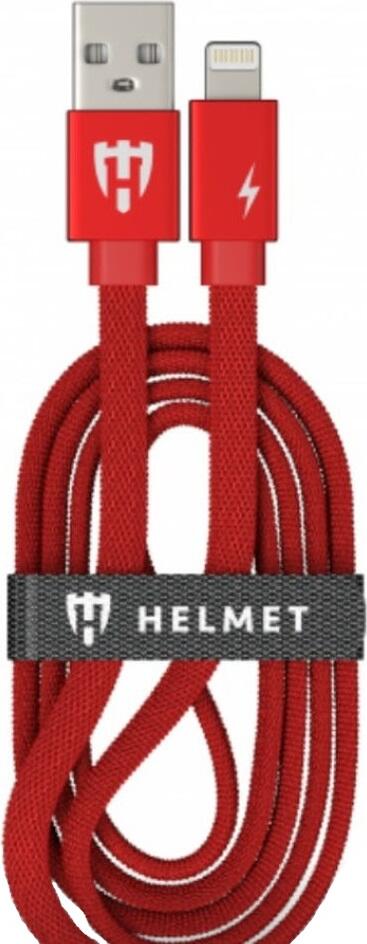 Helmet Cable USB to Lightning Kevlar Flat 2.1A 1m, Red