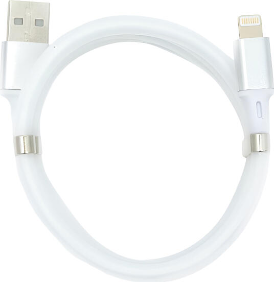 Helmet Cable USB to Lightning With Magnetic Organizer 1m, White
