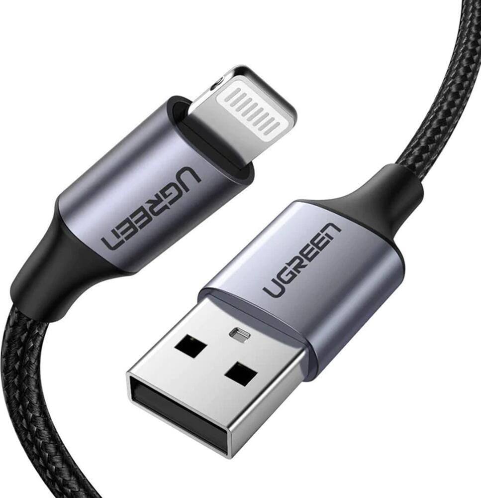 UGREEN Cable USB to Lightning MFI, 1M, Alu Case with Braided, Black | US291