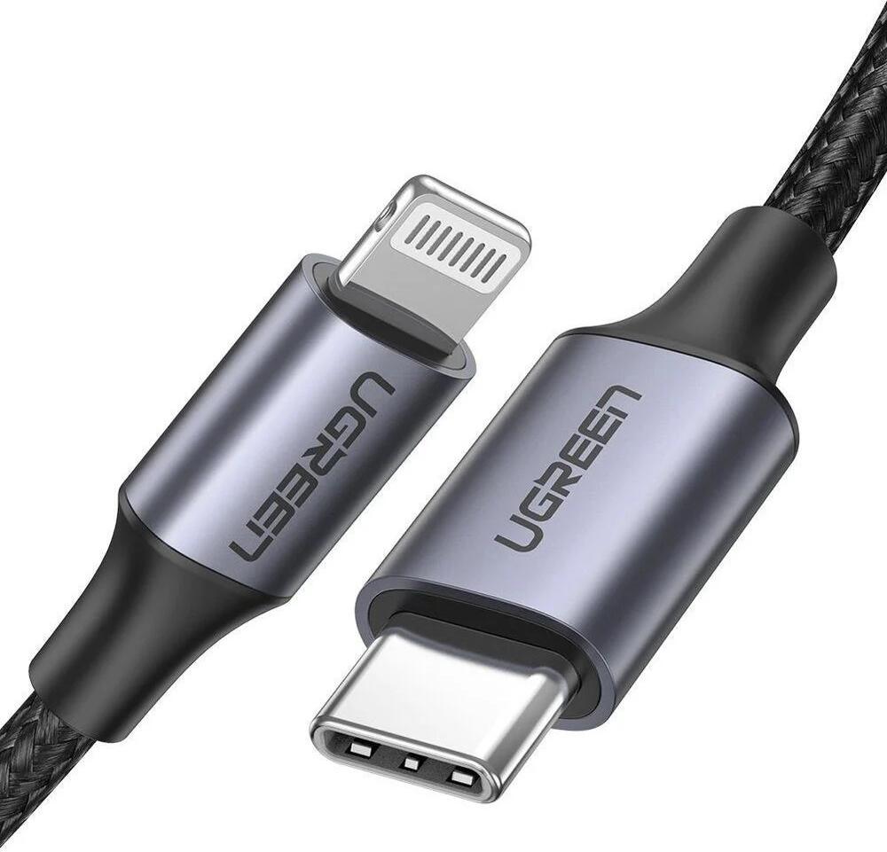 Cablu UGREEN US291 USB-A la Lightning, Certificare MFi, Nailon Impletit, Carcasa Aluminiu, Viteza Transfer Date 480 Mbps, 1m