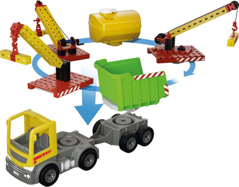 FischerTechnik Junior Easy Starter L 548903 Construction Set, 60 Parts for 6 Models including Trucks, Durable Plastic, Age 3+, 465 x 120 x 320 mm