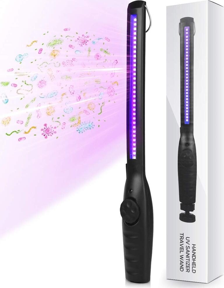 AccExpert Portable UV-C Disinfection Lamp Handheld Sterilizer Wand, USB Rechargeable Battery, ABS Plastic, 357x40x35mm for Home and Office