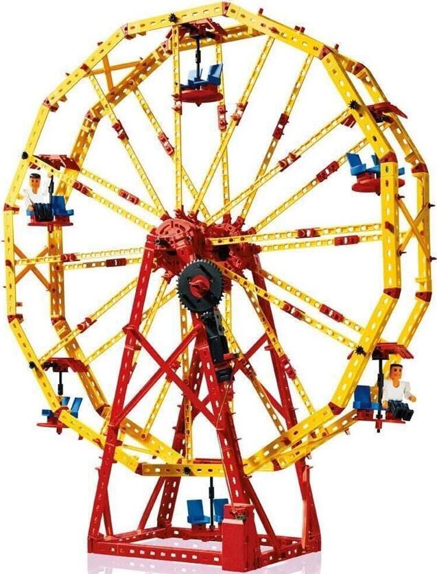 FischerTechnik Super Fun Park 508775 Construction Set, 660 Parts, 3-in-1 Motorized Models: Ferris Wheel (65cm), Swing Carousel & Ride, XS Motor