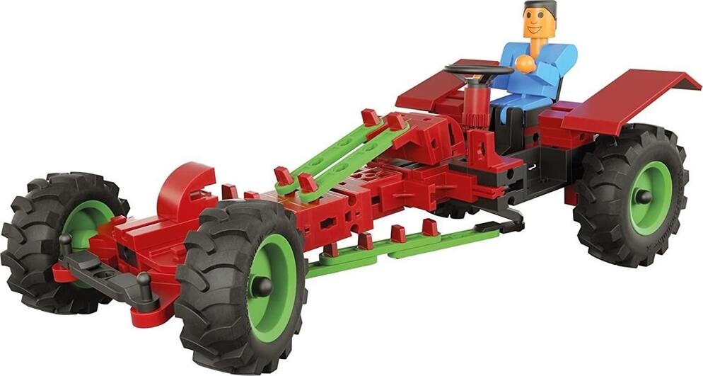 fischertechnik Advanced Tractors Construction Set, 130 Plastic Parts, Build 3 Models: Bulldog, Modern Tractor & Dragster, Pivot-Axle Steering, Made in Germany