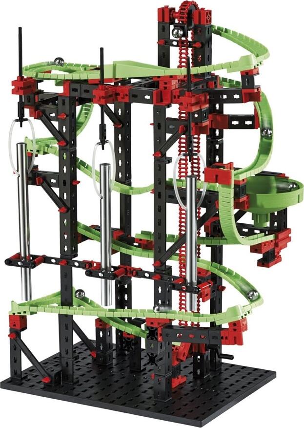 FischerTechnik Profi Dynamic M Construction Set 533872, 557 Pieces, Manual Chain Lift and Sound Tubes, 4 Obstacle Courses, Plastic, Made in Germany