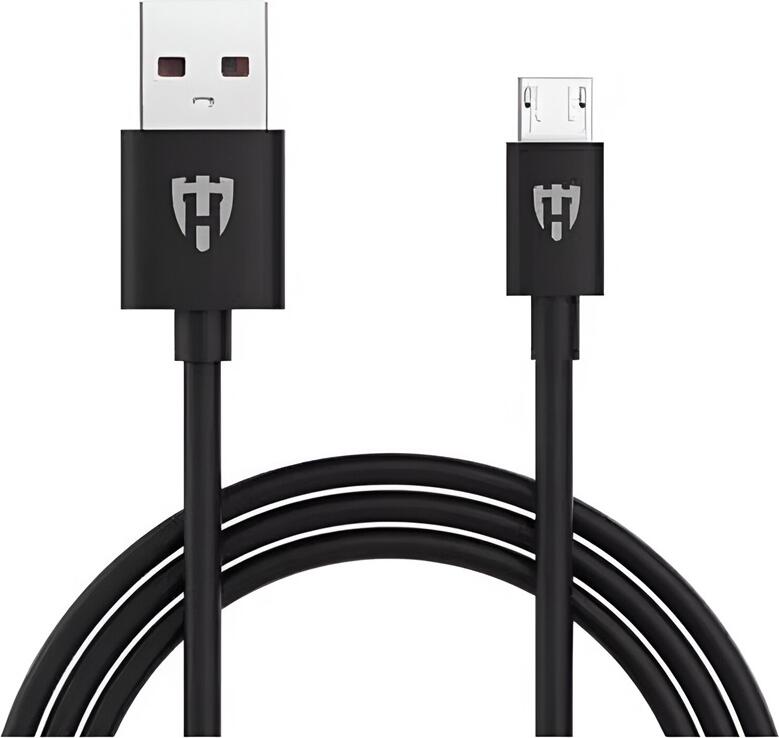 Helmet Cable USB to Micro-USB Basic 2.1A 1m, Black