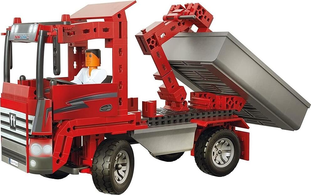 fischertechnik Advanced Trucks 540582 Construction Set, 390 Pieces, 5-in-1 Buildable Models including Tipper and Crane Truck, Plastic Educational Kit