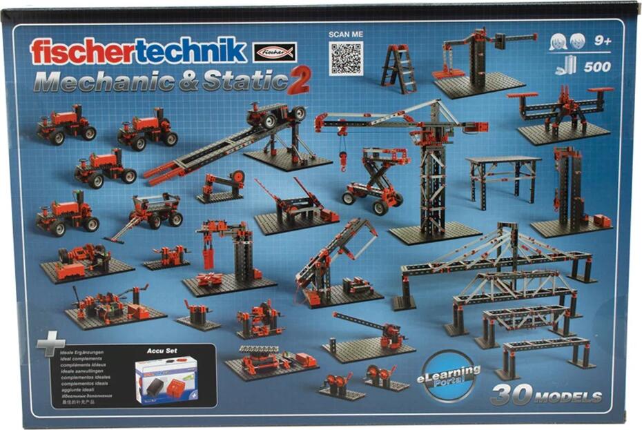 fischertechnik Mechanic & Static 2 STEM Construction Set 536622, 500 Pieces, Build 30 Technical Models, Mechanics and Statics Educational Kit for Ages 9+
