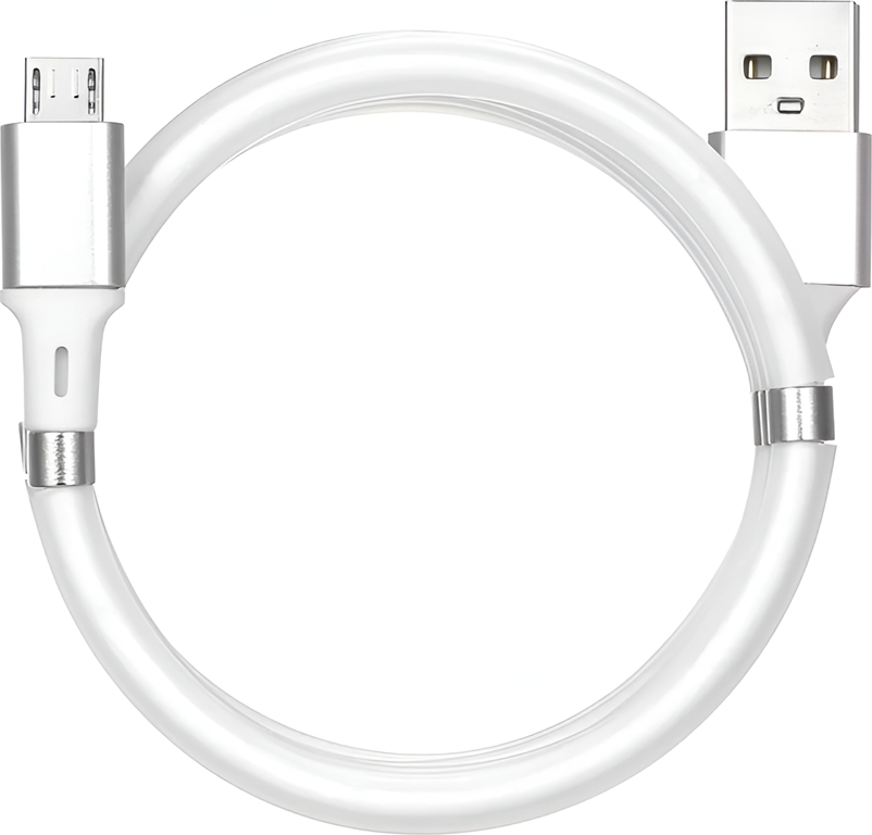 Cablu Helmet USB la Micro USB cu Organizator Magnetic Integrat, 1m, Incarcare Rapida 2.1A si Transfer de Date, Material PC, HLTCUMMOWH