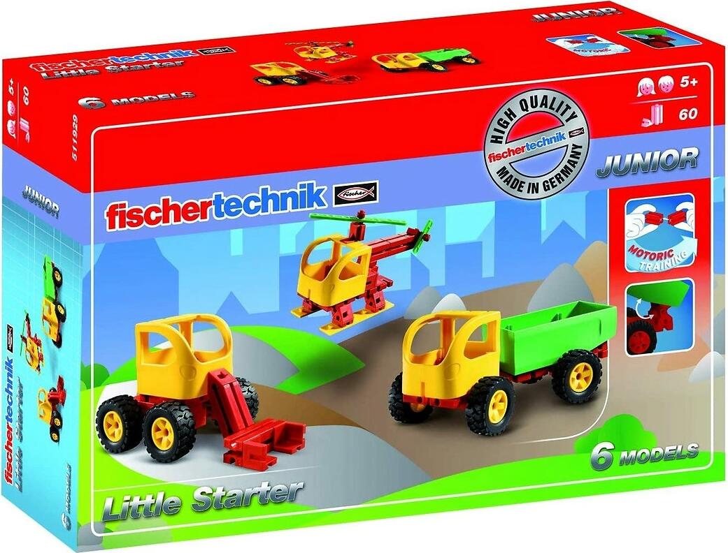 Set de Constructii FischerTechnik Junior Little Starter, 60 Piese din Plastic Durabil pentru 6 Modele, Dezvoltare Motorie, Varsta 5+ ani, Made in Germany