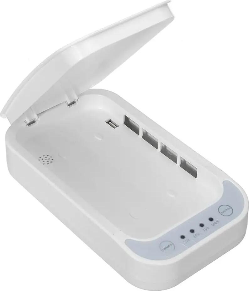 V-Max M1 Pro UV-C Smartphone Sterilizer, Portable Mobile Phone Disinfector with Progress Indicator and Compact Ergonomic Design, White