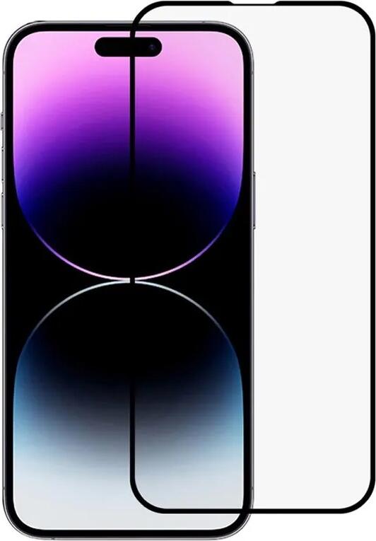 Helmet Diamond Glass 5D Tempered Glass Screen Protector for iPhone 14 Pro Max, Full Surface Coverage, Scratch and Shock Resistant, Black