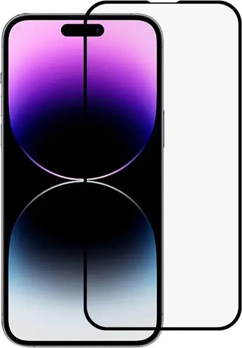 Helmet Diamond Glass 5D Tempered Glass Screen Protector for iPhone 14 Pro Max, Full Surface Coverage, Scratch and Shock Resistant, Black