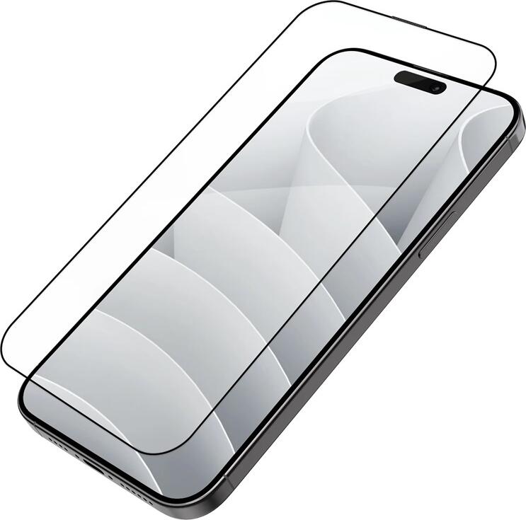 Helmet Diamond Glass 5D Tempered Glass Screen Protector for Apple iPhone 15 / 15 Pro, Full Coverage Shock and Scratch Resistant, HMTGLIP15BK
