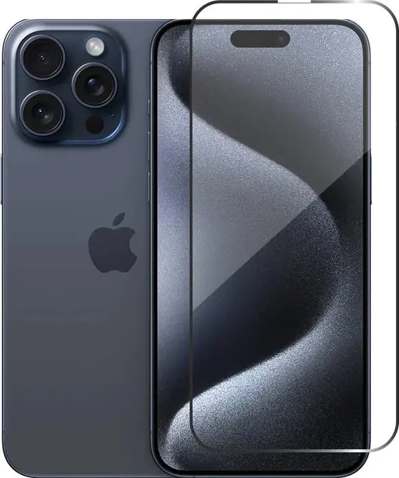 Helmet Diamond Glass 5D Tempered Glass Screen Protector for iPhone 15 Pro Max, Full Coverage Shockproof and Scratch Resistant Front Panel